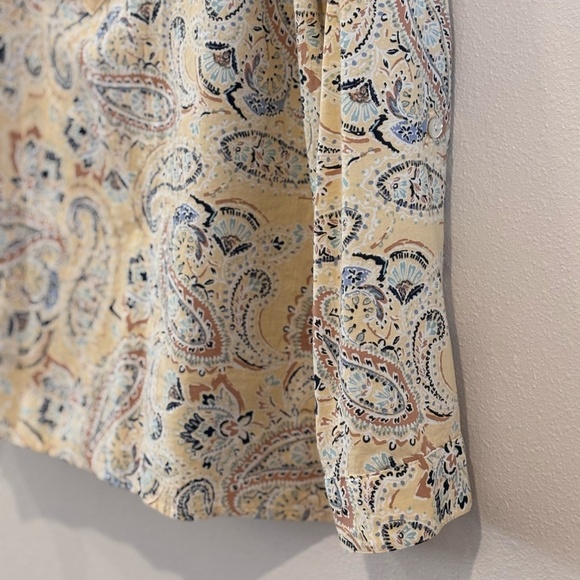 EUC J. Jill Women's Long Sleeve Paisley White Yellow Quarter Front Button Shirt - Picture 3 of 15